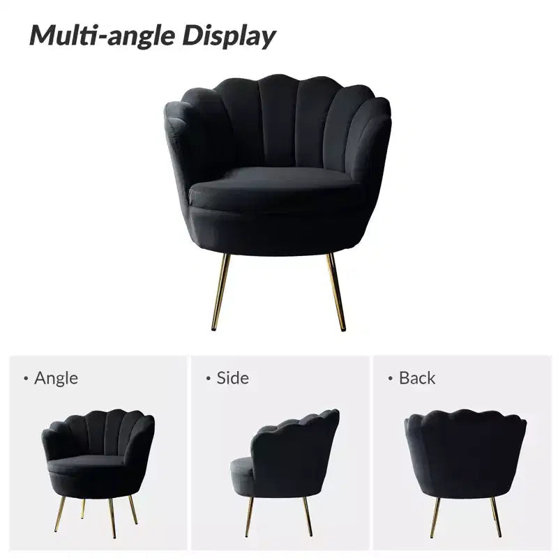 Fauteuil baril confortable avec pieds en métal doré, fauteuil d'appoint pour salon