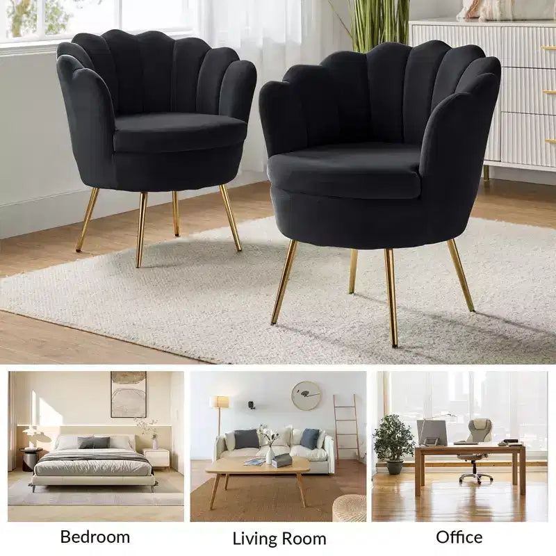 Fauteuil baril confortable avec pieds en métal doré, fauteuil d'appoint pour salon