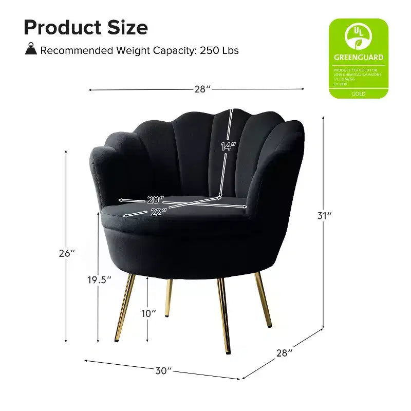 Fauteuil baril confortable avec pieds en métal doré, fauteuil d'appoint pour salon