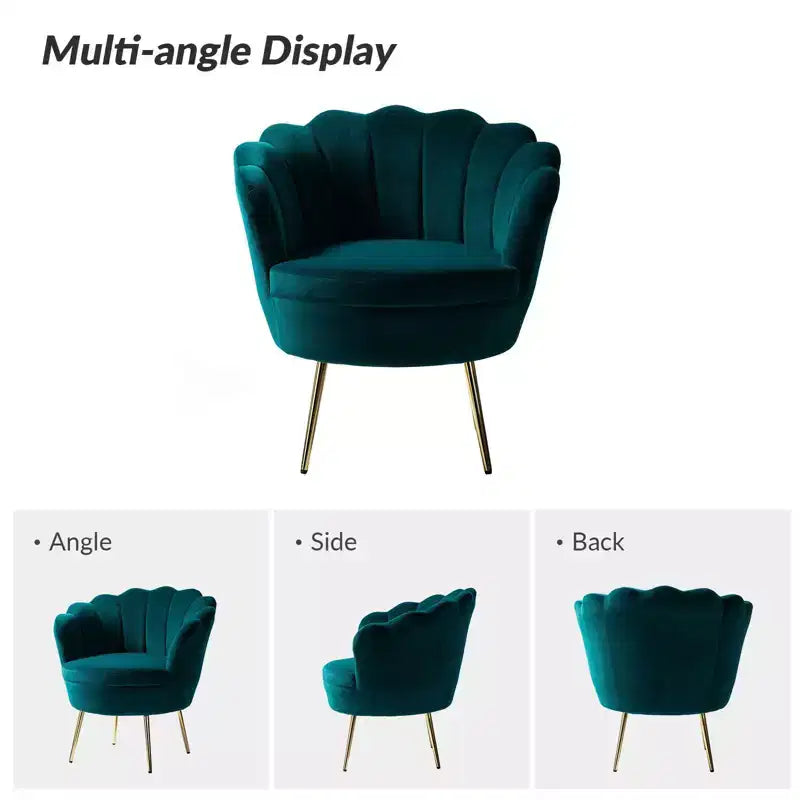 Fauteuil baril confortable avec pieds en métal doré, fauteuil d'appoint pour salon