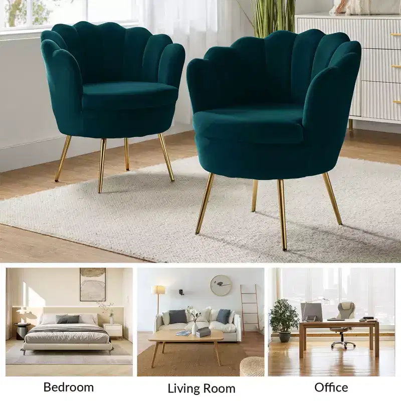 Fauteuil baril confortable avec pieds en métal doré, fauteuil d'appoint pour salon
