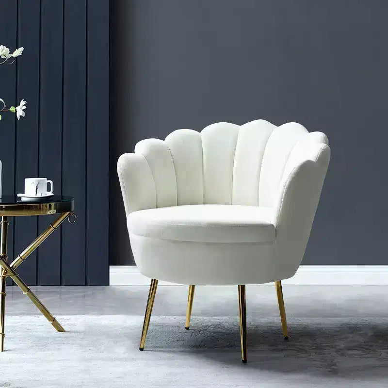 Fauteuil baril confortable avec pieds en métal doré, fauteuil d'appoint pour salon