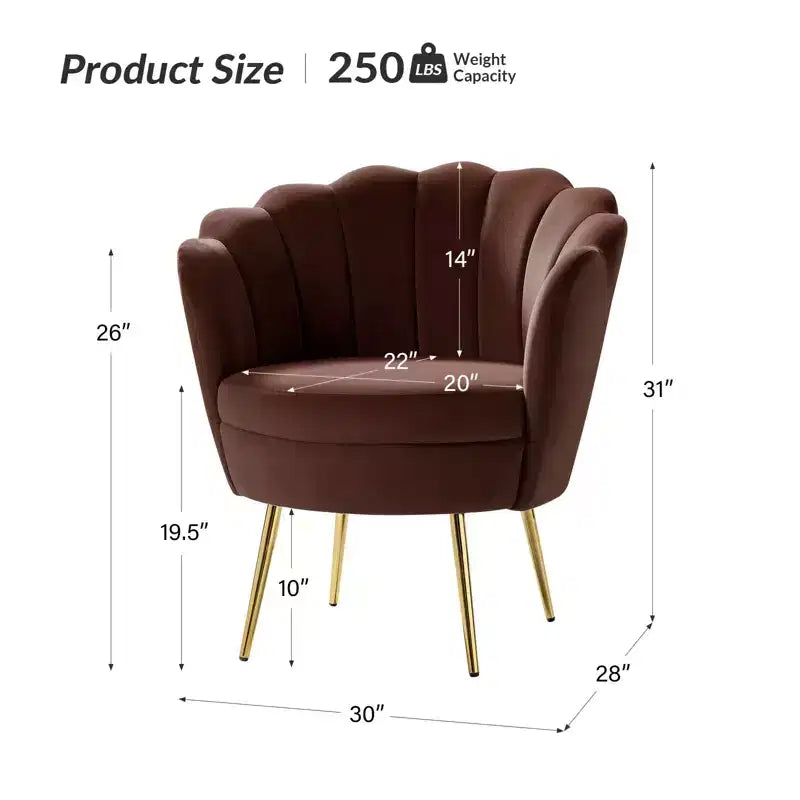 Fauteuil baril confortable avec pieds en métal doré, fauteuil d'appoint pour salon