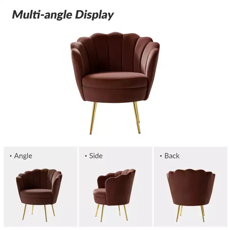 Fauteuil baril confortable avec pieds en métal doré, fauteuil d'appoint pour salon