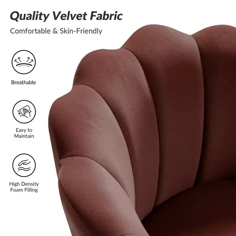 Fauteuil baril confortable avec pieds en métal doré, fauteuil d'appoint pour salon