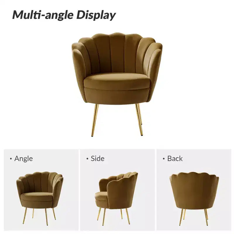Fauteuil baril confortable avec pieds en métal doré, fauteuil d'appoint pour salon