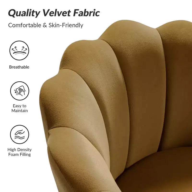 Fauteuil baril confortable avec pieds en métal doré, fauteuil d'appoint pour salon