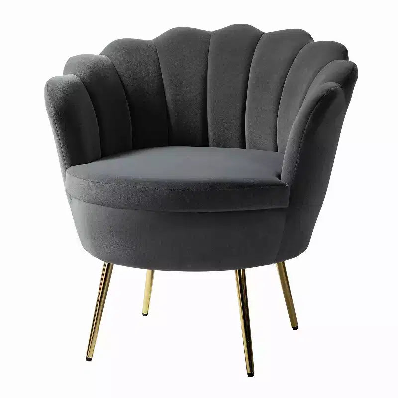 Fauteuil baril confortable avec pieds en métal doré, fauteuil d'appoint pour salon