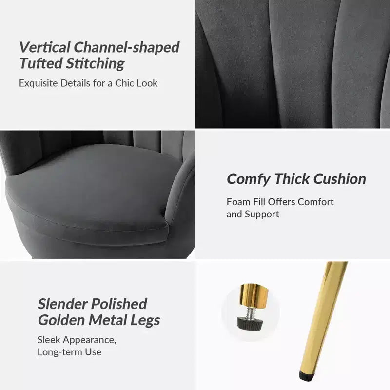 Fauteuil baril confortable avec pieds en métal doré, fauteuil d'appoint pour salon