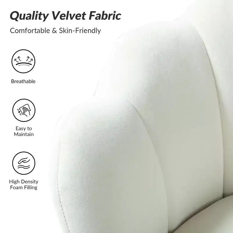 Fauteuil baril confortable avec pieds en métal doré, fauteuil d'appoint pour salon