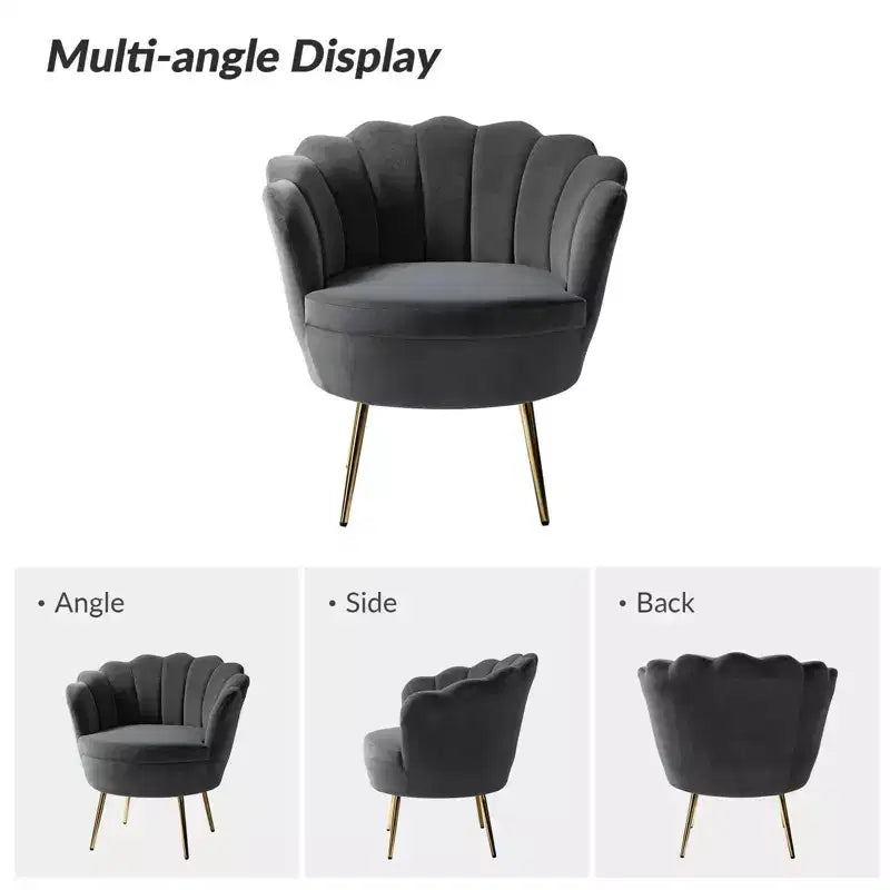 Fauteuil baril confortable avec pieds en métal doré, fauteuil d'appoint pour salon