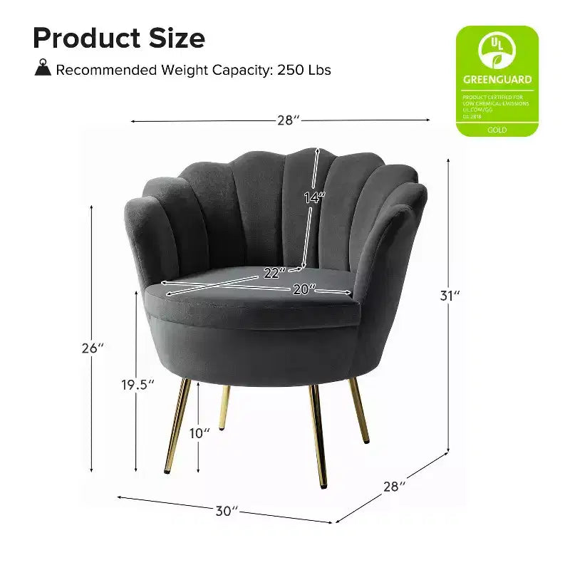 Fauteuil baril confortable avec pieds en métal doré, fauteuil d'appoint pour salon