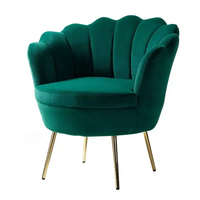 Fauteuil baril confortable avec pieds en métal doré, fauteuil d'appoint pour salon