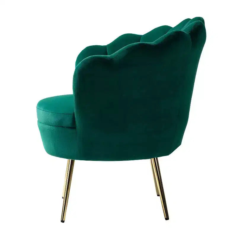 Fauteuil baril confortable avec pieds en métal doré, fauteuil d'appoint pour salon