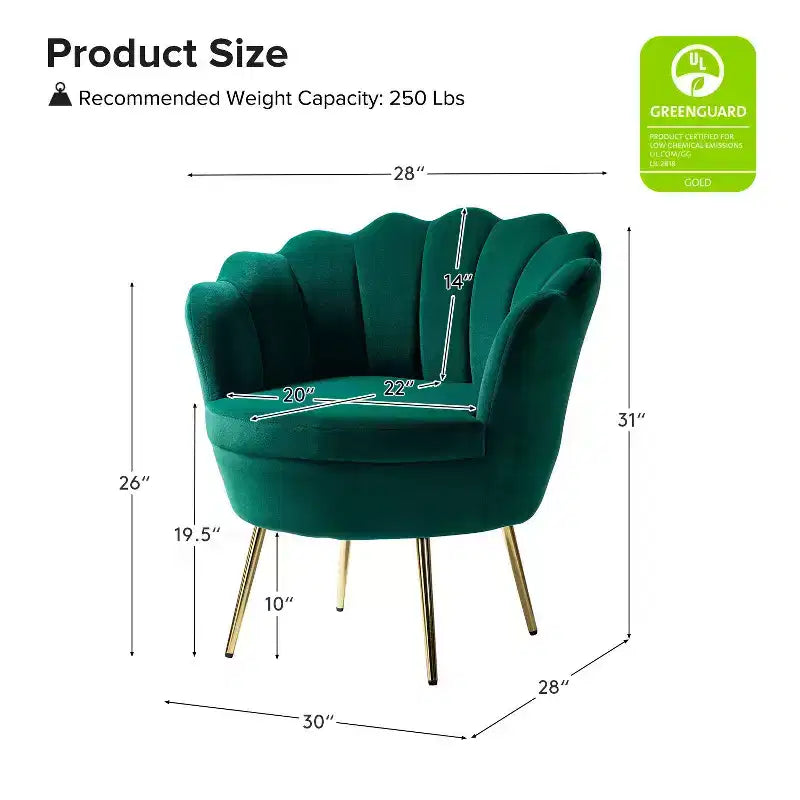 Fauteuil baril confortable avec pieds en métal doré, fauteuil d'appoint pour salon