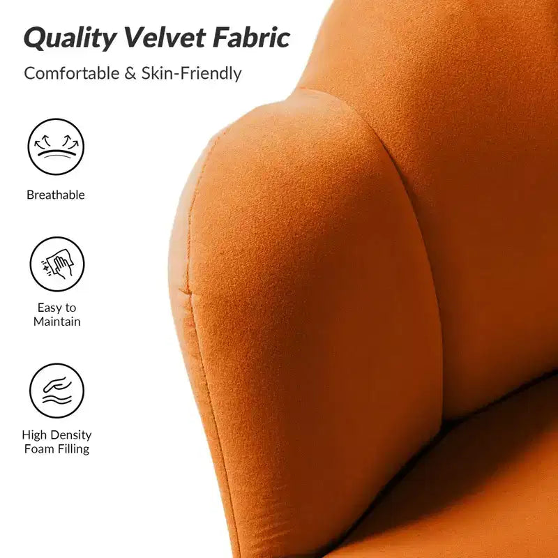 Fauteuil baril confortable avec pieds en métal doré, fauteuil d'appoint pour salon