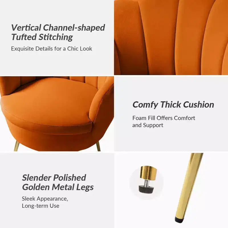 Fauteuil baril confortable avec pieds en métal doré, fauteuil d'appoint pour salon