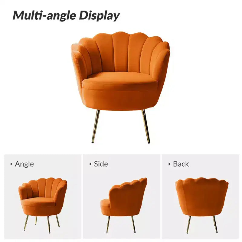Fauteuil baril confortable avec pieds en métal doré, fauteuil d'appoint pour salon