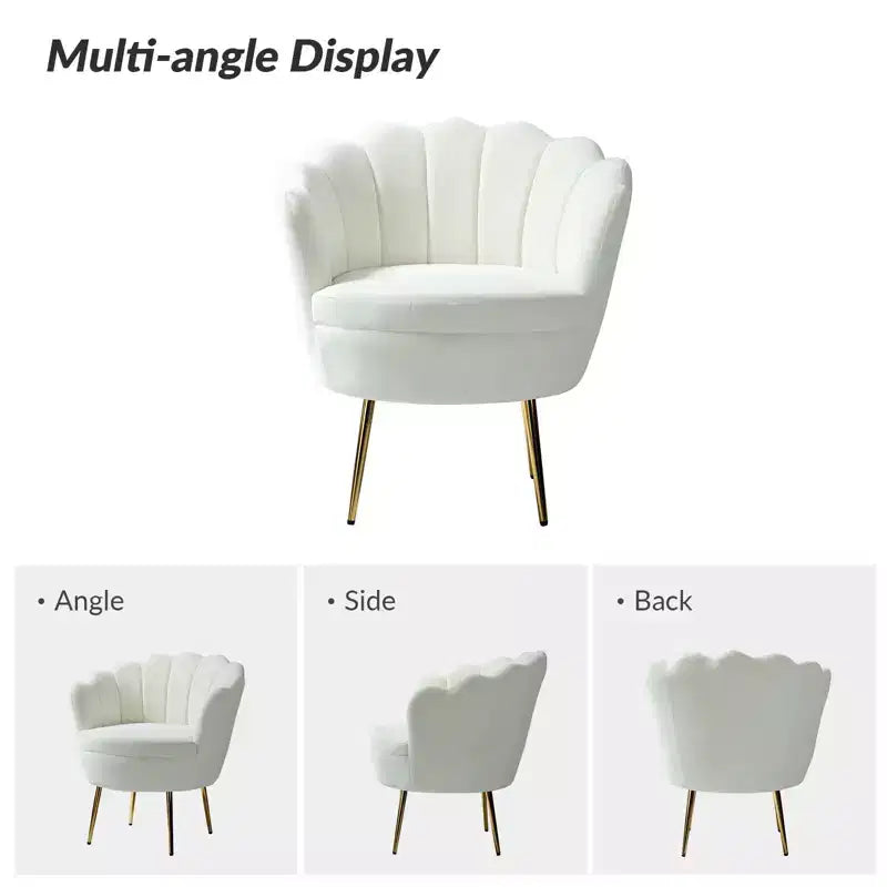 Fauteuil baril confortable avec pieds en métal doré, fauteuil d'appoint pour salon