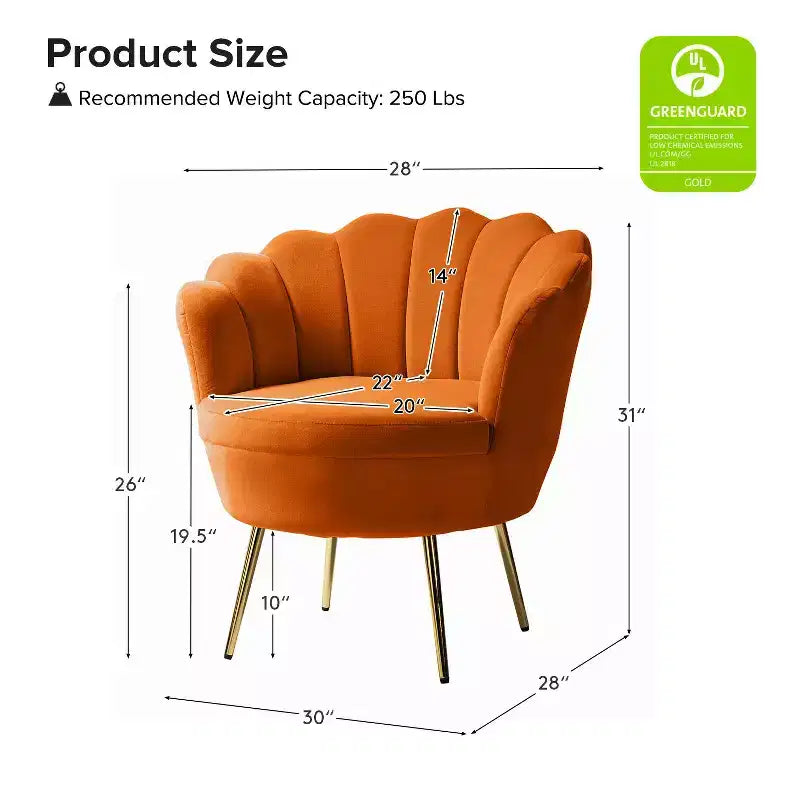 Fauteuil baril confortable avec pieds en métal doré, fauteuil d'appoint pour salon