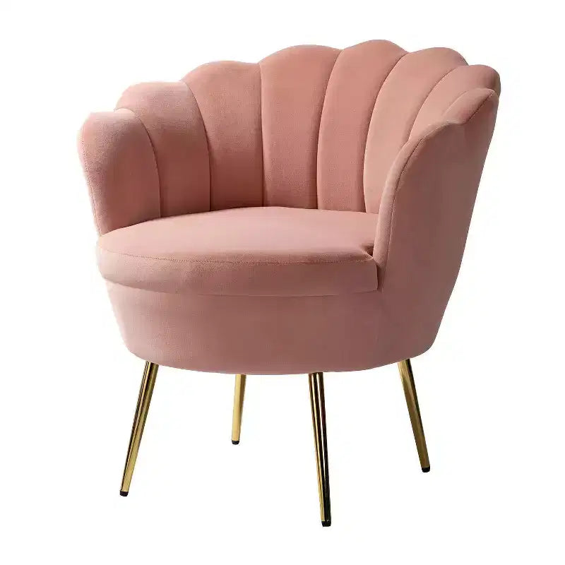 Fauteuil baril confortable avec pieds en métal doré, fauteuil d'appoint pour salon