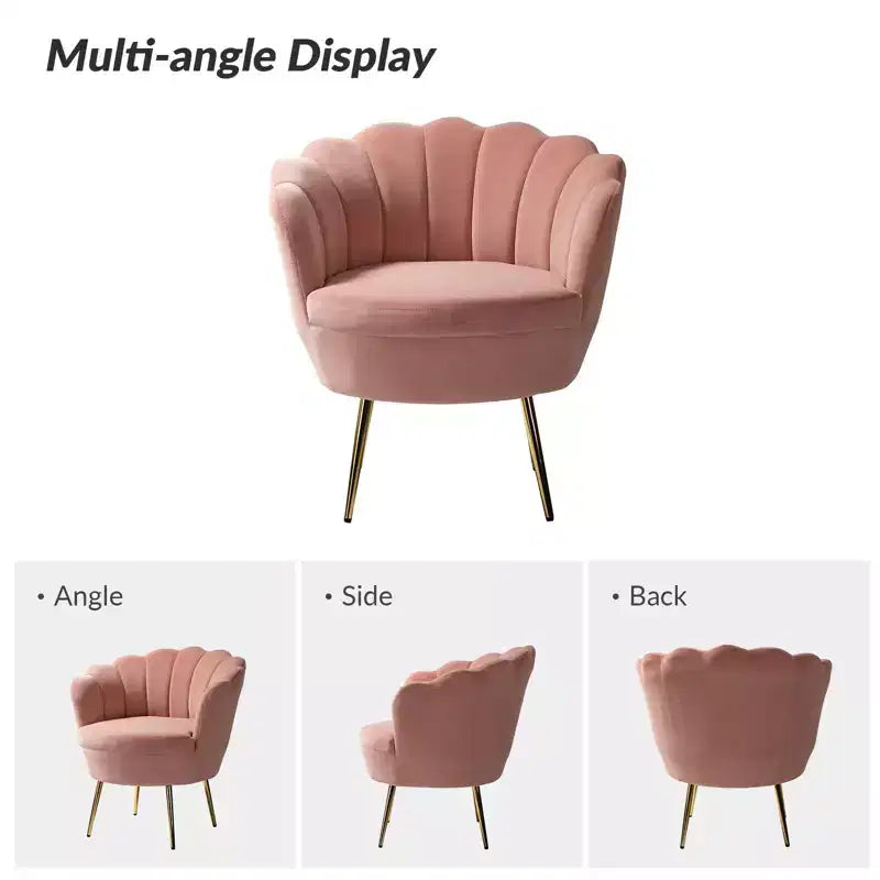 Fauteuil baril confortable avec pieds en métal doré, fauteuil d'appoint pour salon