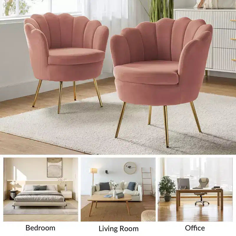 Fauteuil baril confortable avec pieds en métal doré, fauteuil d'appoint pour salon