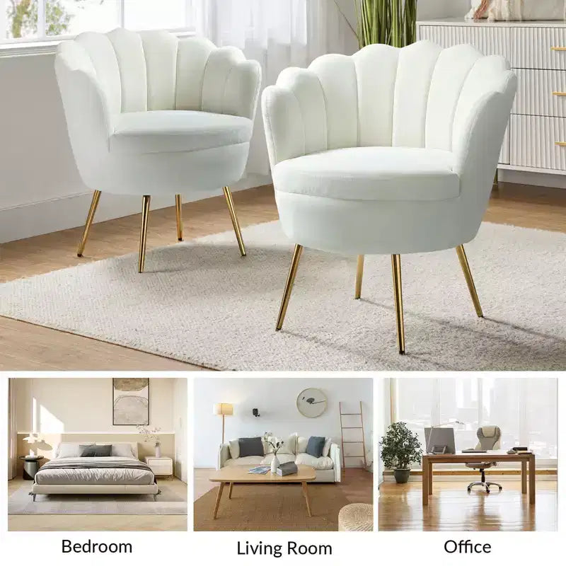 Fauteuil baril confortable avec pieds en métal doré, fauteuil d'appoint pour salon