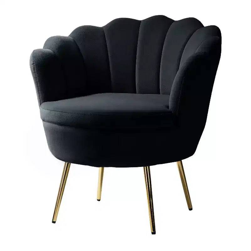 Fauteuil baril confortable avec pieds en métal doré, fauteuil d'appoint pour salon