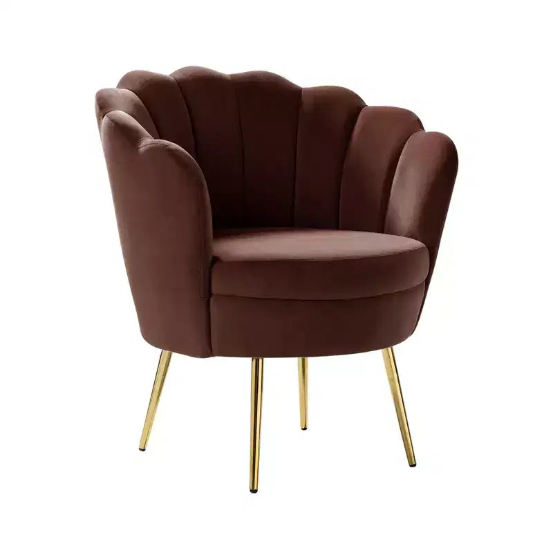 Fauteuil baril confortable avec pieds en métal doré, fauteuil d'appoint pour salon