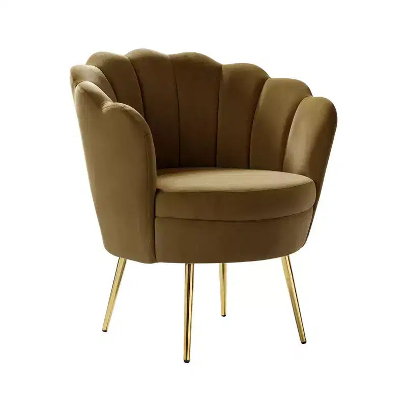 Fauteuil baril confortable avec pieds en métal doré, fauteuil d'appoint pour salon