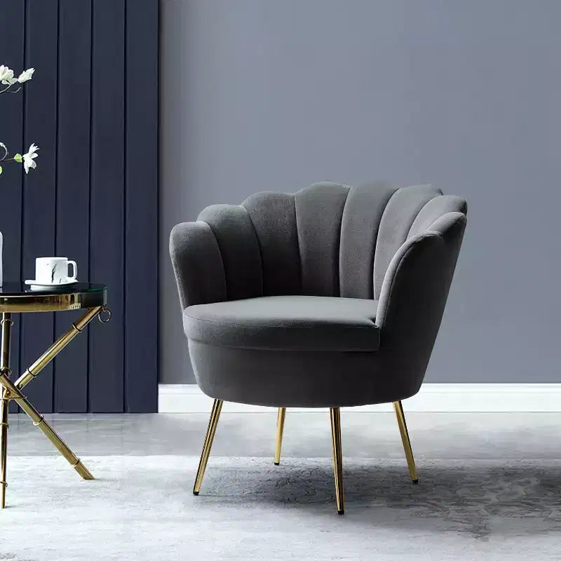 Fauteuil baril confortable avec pieds en métal doré, fauteuil d'appoint pour salon