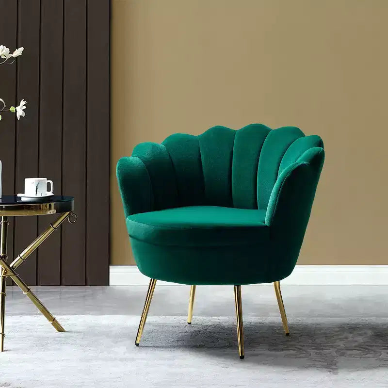 Fauteuil baril confortable avec pieds en métal doré, fauteuil d'appoint pour salon