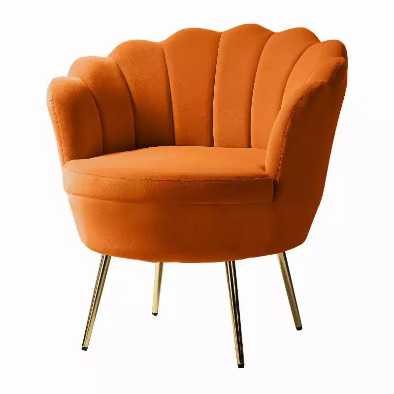 Fauteuil baril confortable avec pieds en métal doré, fauteuil d'appoint pour salon