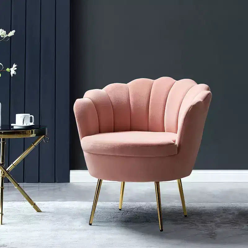 Fauteuil baril confortable avec pieds en métal doré, fauteuil d'appoint pour salon