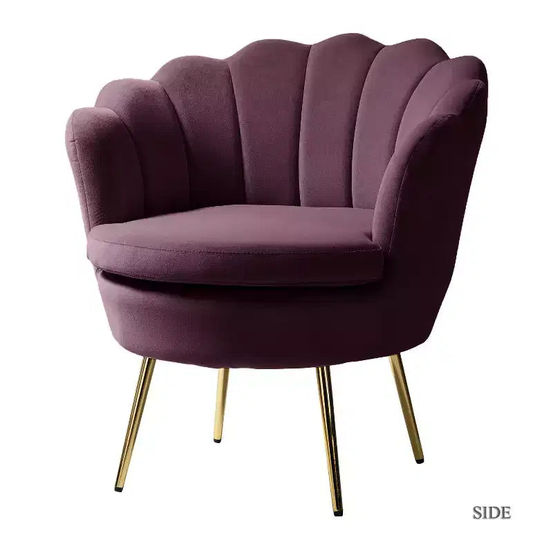 Fauteuil baril confortable avec pieds en métal doré, fauteuil d'appoint pour salon