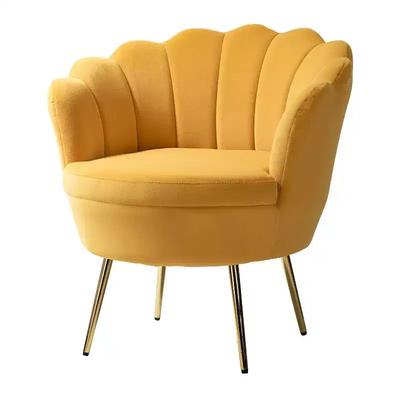 Fauteuil baril confortable avec pieds en métal doré, fauteuil d'appoint pour salon