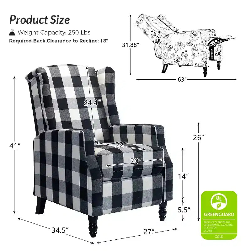 Fauteuil inclinable manuel moderne en polyester pour salon