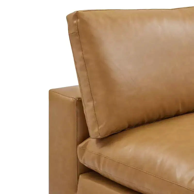 Chaise sans accoudoirs en cuir végétalien surdimensionnée et rembourrée de duvet