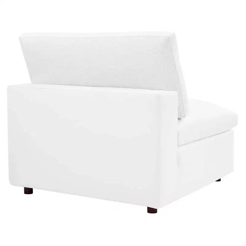 Chaise sans accoudoirs en cuir végétalien surdimensionnée et rembourrée de duvet
