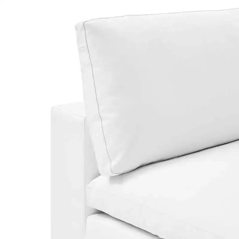 Chaise sans accoudoirs en cuir végétalien surdimensionnée et rembourrée de duvet