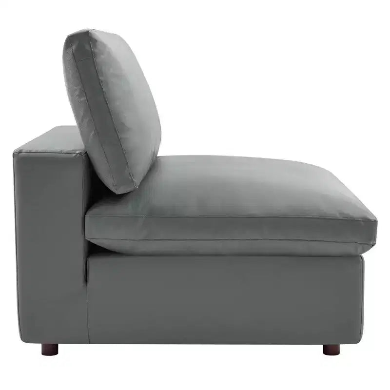 Chaise sans accoudoirs en cuir végétalien surdimensionnée et rembourrée de duvet