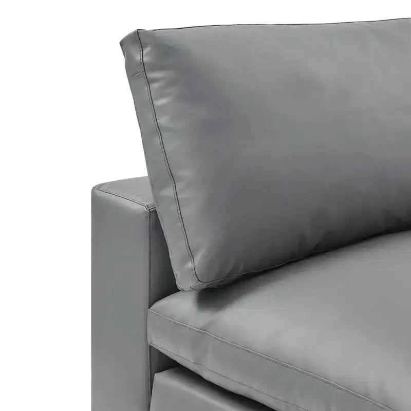 Chaise sans accoudoirs en cuir végétalien surdimensionnée et rembourrée de duvet