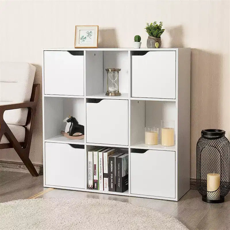 Meuble de rangement 9 cubes, étagères en bois, séparateur de pièces, organisation