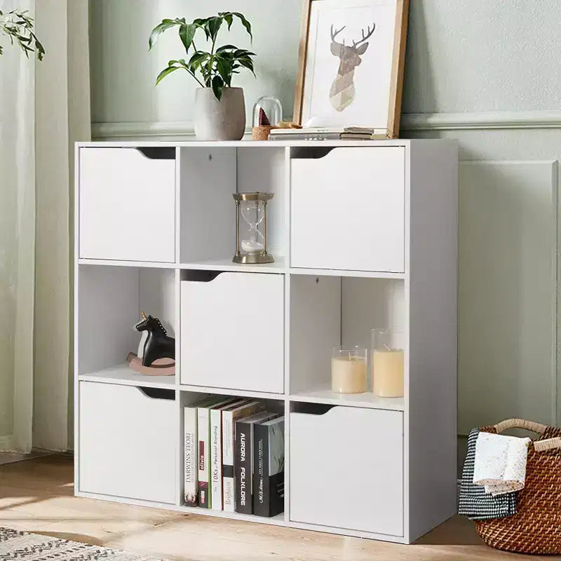 Meuble de rangement 9 cubes, étagères en bois, séparateur de pièces, organisation