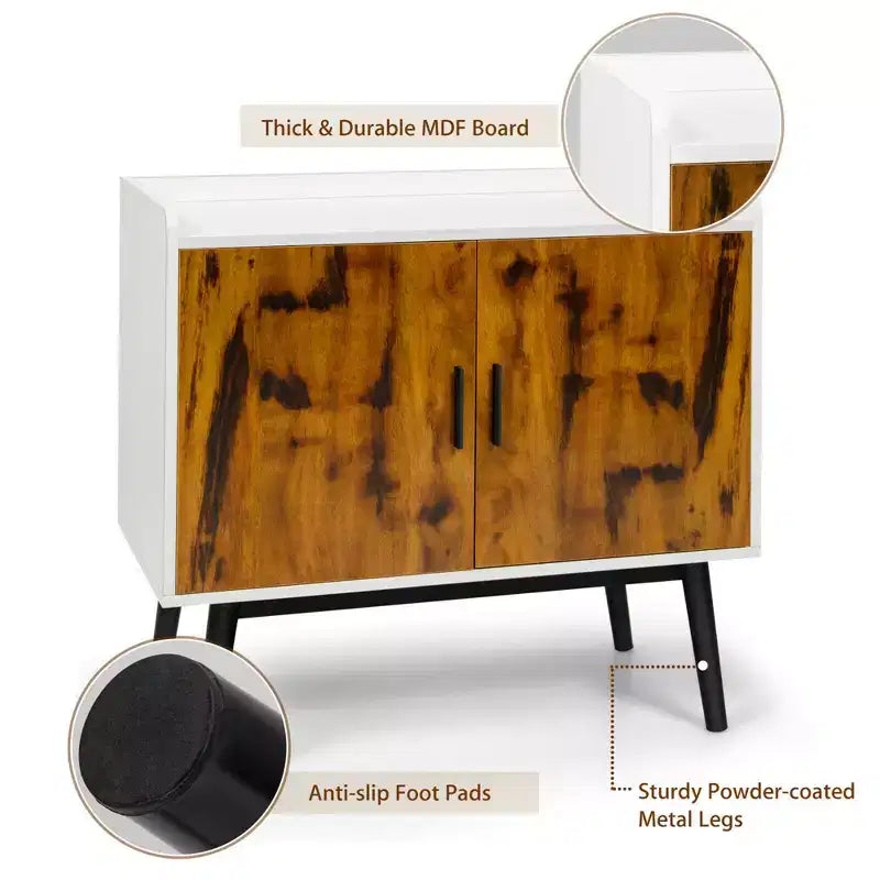 Buffet de rangement avec 2 portes, pieds en métal, armoire d'appoint 81 cm