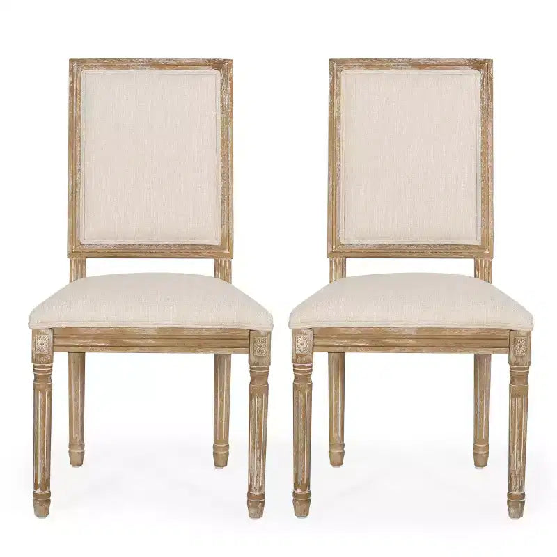 Lot de 2 chaises de salle à manger en bois rembourrées, style campagne française