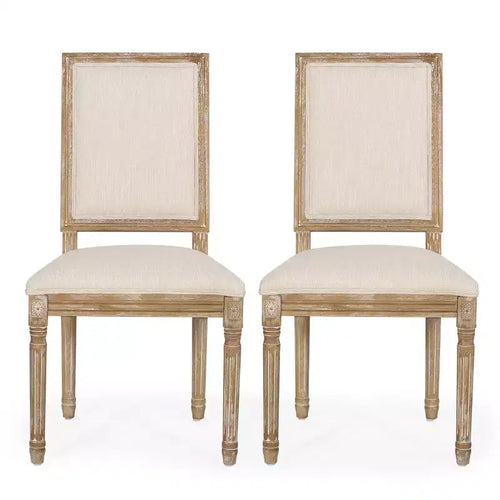 Lot de 2 chaises de salle à manger en bois rembourrées, style campagne française