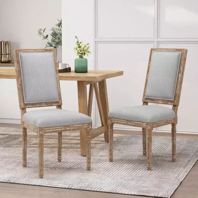 Lot de 2 chaises de salle à manger en bois rembourrées, style campagne française