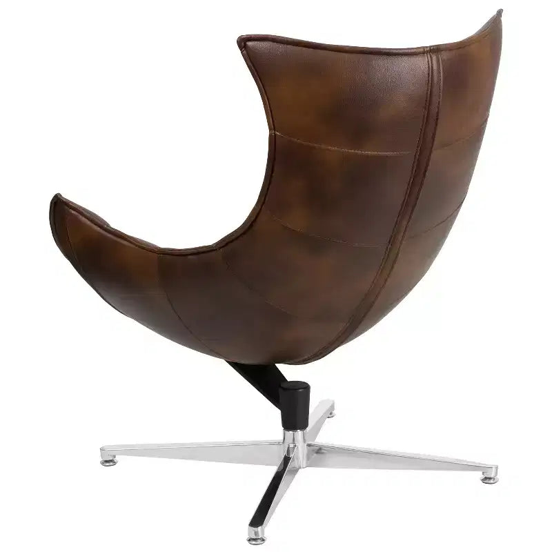 Fauteuil d'appoint pivotant profilé avec piètement en métal croisé